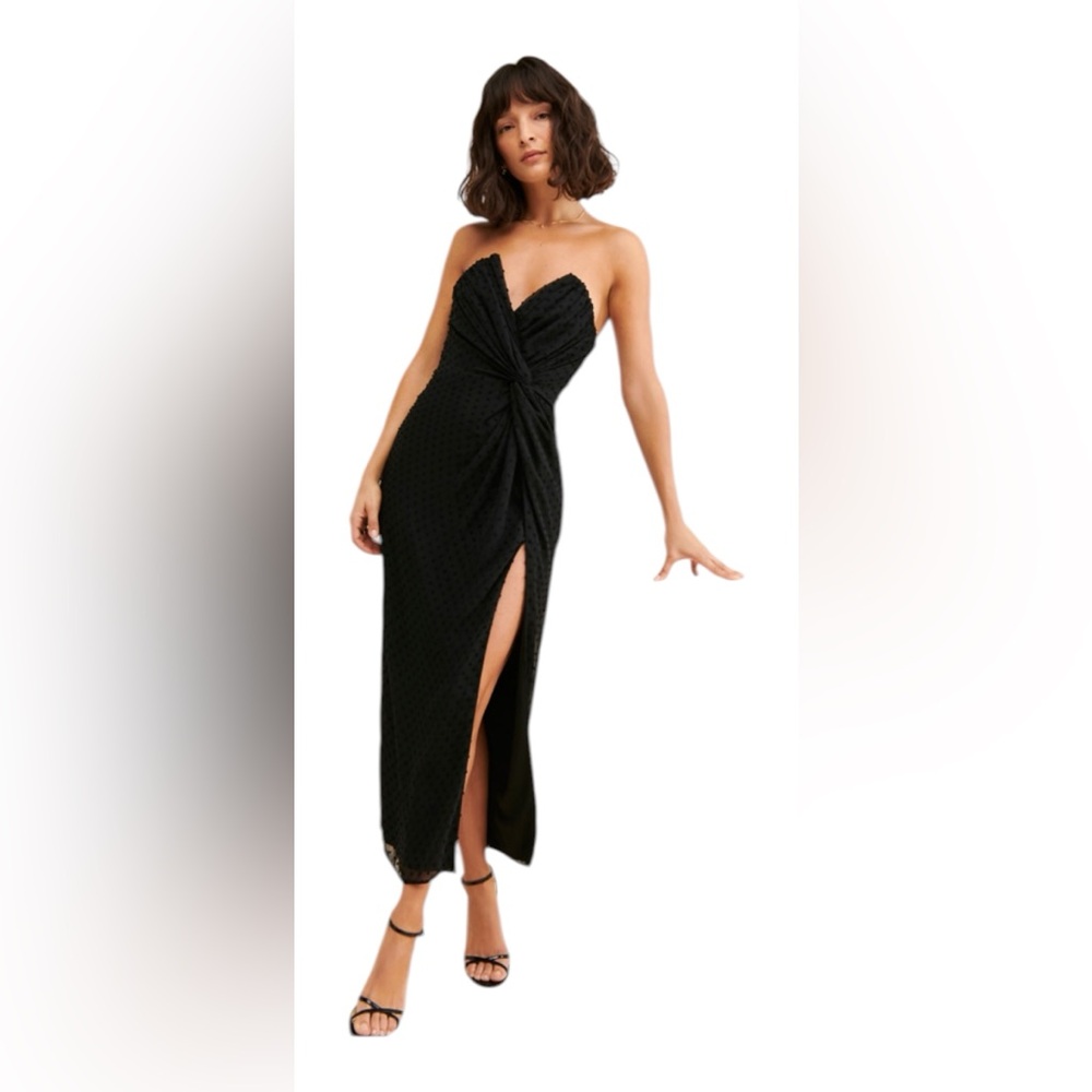 Katie May “Come On Home” Dress – Black Strapless Twist Front Gown